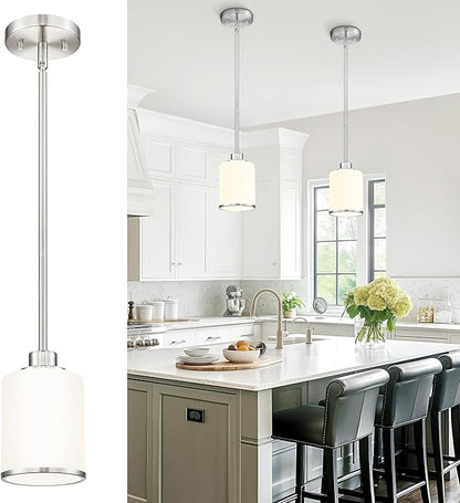 Beionxii Brushed Nickel Pendant Lights Kitchen Island, Hanging Lights Fixtures with Clear Glass, Kitchen Pendant Lighting Over Island, Hanging Lights for Sink, Dining Room, Entryway, BX-PL02BN-CG