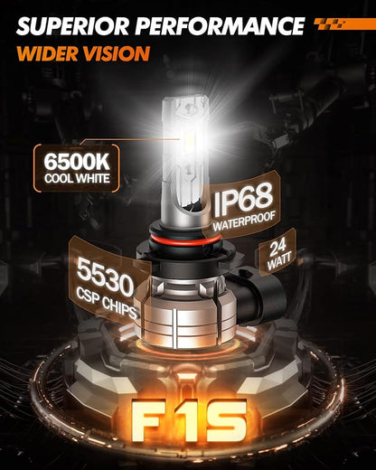 SEALIGHT 9006 LED Fog Light Bulbs, 12000LM 24W Strong Penetration 9006 HB4 LED Fog Lights, 6500k Cool White 5530 CSP Chips, IP68 Waterproof Plug and Play, Pack of 2