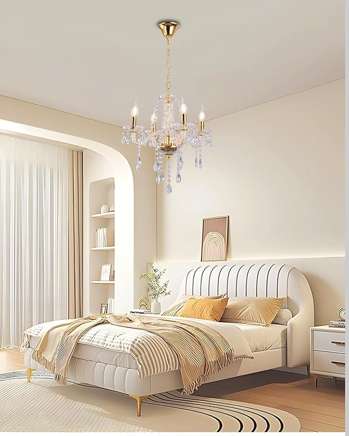 YYSHCHEN Gold Crystal Chandelier,Modern Mini Chandelier,Small Chandelier for Dining Room, Girls Bedroom,Living Room,.