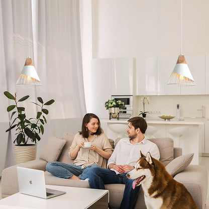 Modern Pendant Lights, 3 Packs 9.4inch Farmhouse Pendant Light, White Pendant Light, Kitchen Pendant Lighting, Pendant Lights Kitchen Island for Living Room, Bar, Bedroom, Office