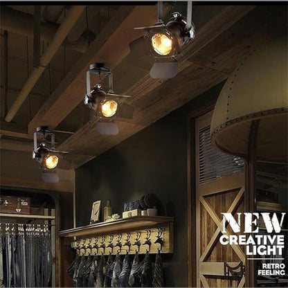 E26 L31 W17 H35cm Loft Vintage Industrial Iron Mount Spotlight Track Lighting Ceiling Shop Light Fixtures LED Pendant Lights Ceiling Lights for Home Lighting