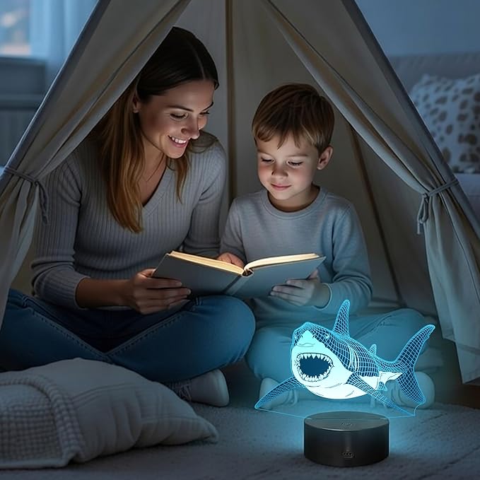 Shark Light, 3D Illusion Shark Night Light with 16 Colors Timer Remote, Kids Room Decor Shark Lamp, Shark Decorations & Gifts for Boys Girls Teenagers Adults