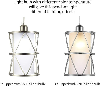 Modern Mini Pendant Light in Brushed Nickel Finish with Frosted Glass Shade 1-Light Adjustable Cylinder Pendant Lighting Fixture for Kitchen Island Sink Dining Room Counter Farmhouse
