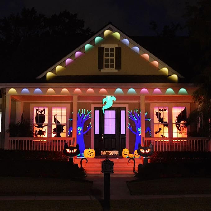 Permanent Outdoor Eaves Lights, 50ft with 30 RGB LED Bulbs for Festive Decor, 100+ Scene Options, IP67 Waterproof, Smart App & Remote Control Compatible for Christmas,Holiday,Outdoor Decor