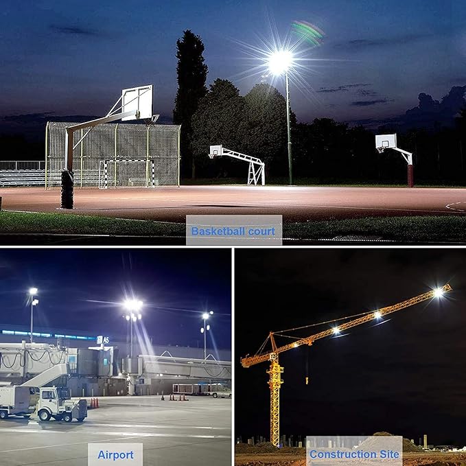 YANYCN 300W LED Flood Light Outdoor,2000W Equivalent 5000K Daylight White Super Bright FloodLight with Plug,43500LM IP66 Waterproof Commercial Lighting for Sports Fields,Counts,Arena,Stadium