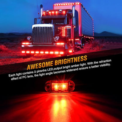 Nilight 2.5Inch Oval Side Marker Light 10PCS Red 2 Diode LED Clearance Trailer Fender Lights Waterproof Surface Mounted for 10-30V Truck Camper Boat Lorry