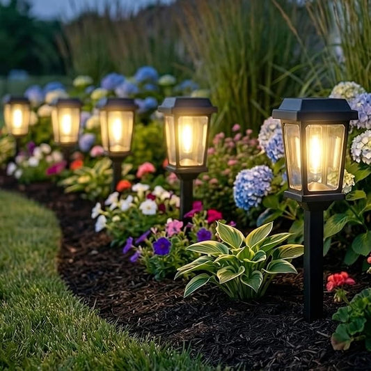 12 Pack Solar Lights Outdoor, Modern Solar Pathway Lights Outdoor, Waterproof Auto On/Off Garden Lights for Yard, Landscape Path, Walkway, Driveway Decor (3000K Warm White)