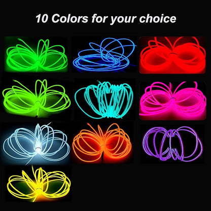 MaxLax EL Wire Yellow, 9.8ft/3m Portable Battery Pack Neon Light Strip 360° Cuttable Glowing Rope Lights for Parties, Halloween, DIY Decoration
