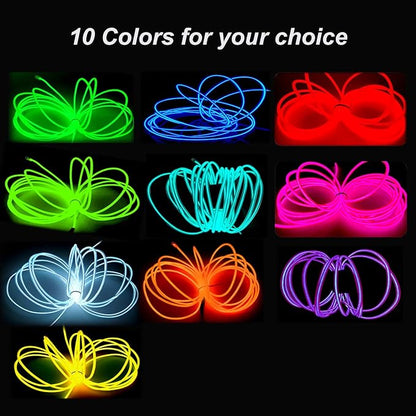 MaxLax EL Wire Red, 32.8ft/10m Portable Battery Pack Neon Light Strip 360° Cuttable Glowing Rope Lights for Parties, Halloween, DIY Decoration