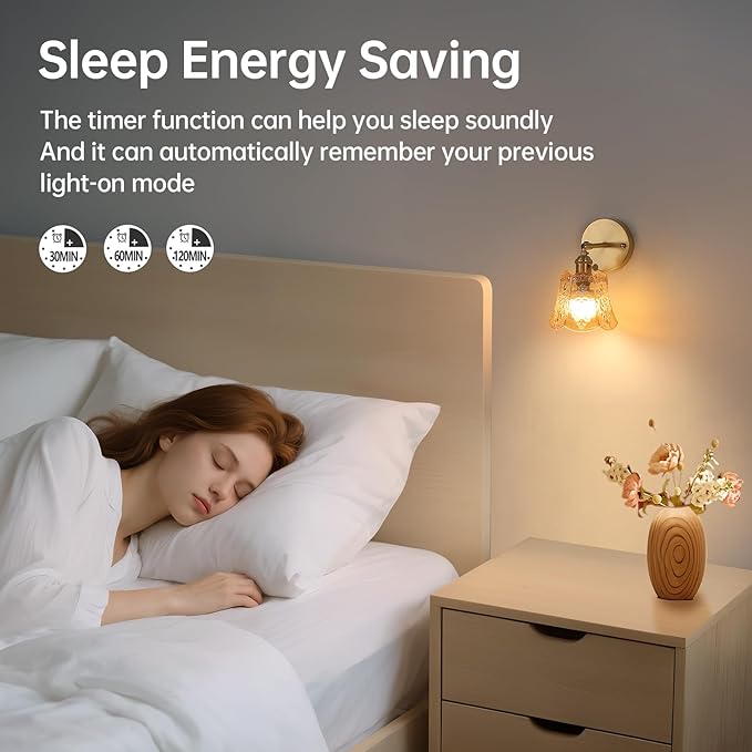 Shenmoyl Vintage Battery Operated Wall Sconces Set of Two, Wireless Battery Powered Rose Wall Sconce with Remote Control, RGB Dimmable LED Wall Light for Bedside Bedroom Living Room (Amber)