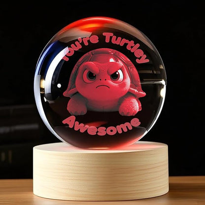 Collectible Turtle 3D Crystal Ball Figurines, Emotional Support Desk Decor for Women, Women’s Desk Accessories & Gifts, Birthday Gift for Sister, Friend, Coworker