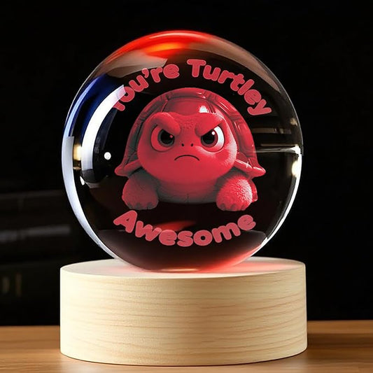 Collectible Turtle 3D Crystal Ball Figurines, Emotional Support Desk Decor for Women, Women’s Desk Accessories & Gifts, Birthday Gift for Sister, Friend, Coworker