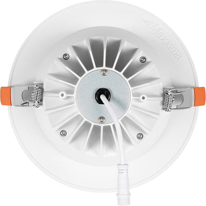 Maxxima 6” Ultra-Thin Recessed Anti-Glare LED Downlight, Canless IC Rated, 1200 Lumens, 5 CCT Select 2700K/3000K/3500K/4000K/5000K, Dimmable, White Trim Black Baffle, 90 CRI, Slim J-Box Included