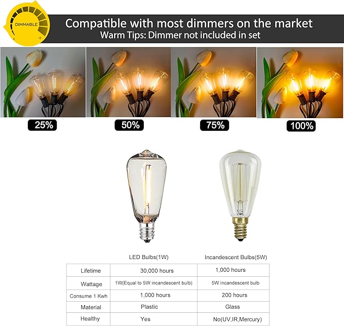DAMAING Outdoor String Lights 200 FT Waterproof Patio Lights with 102 ST38 Shatterproof LED Bulbs, Dimmable Vintage Edison String Lights for Outside House Backyard Porch Gazebo Party,2-Pack x 100ft