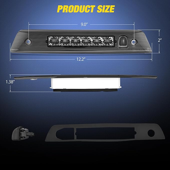 Nilight Third Brake Light Tail High Mount 3rd Stop Lights Smoked Lens Compatible with Jeep Grand Cherokee 2005 2006 2007 2008 2009 2010 Van SUV Rear Center Cab Lamp
