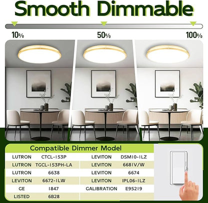 hykolity 32 Inch Oval LED Ceiling Light, 60W, 4000LM, 2700K/3000K/3500K/4000K/5000K Adjustable, Gold Finish Dimmable Flushmount Ceiling Light for Bedroom, Living Room