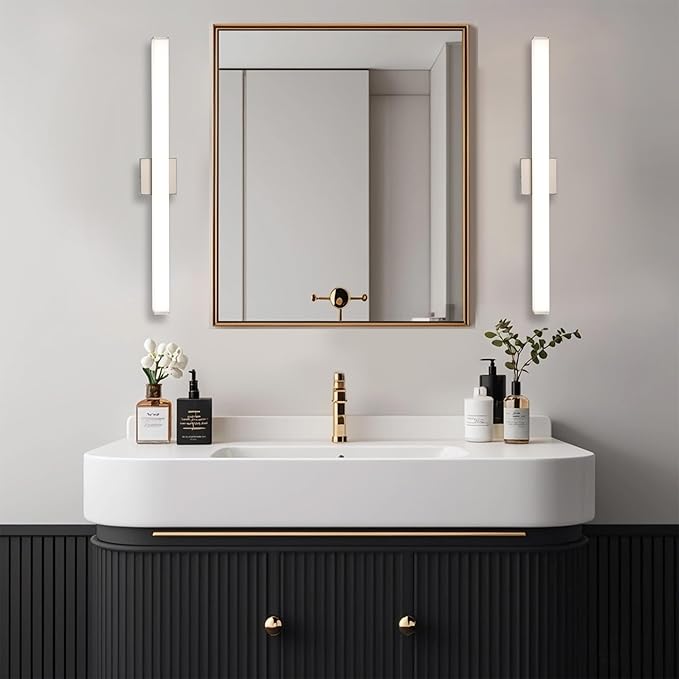 Bathroom Vanity Light Brushed Nickel Square LED 24 inch 14W 4000K Natural White Light Wall Bar Lighting Fixtures Over Mirror (Brushed Nickel, 31.5in 4000K Dimmable)