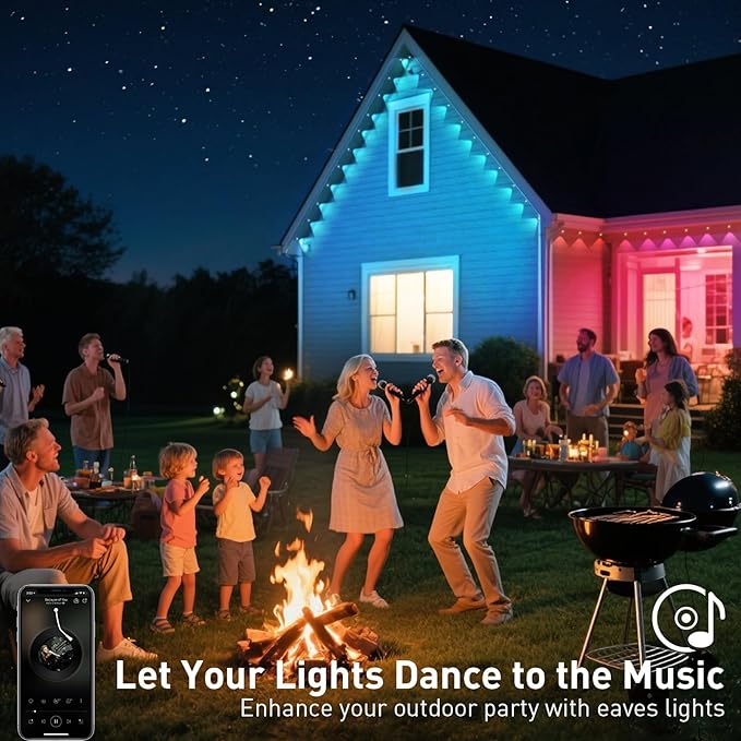 300FT Permanent Outdoor Lights, Smart RGB Eaves Lights with App/Remote Control, LED IP67 Waterproof Outdoor Lighting for Halloween Christmas Holidays Daily Party House Roof Lighting