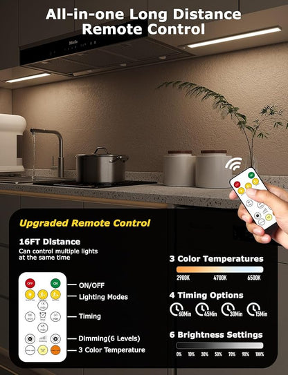 16" Ultra-Thin Under Cabinet Lighting Wireless, Aluminum Alloy Under Counter Lights for Kitchen, 3-Color-Temps Magnetic Closet Lights, Rechargeable Motion Sensor Light Indoor (2 Pack, Silver)