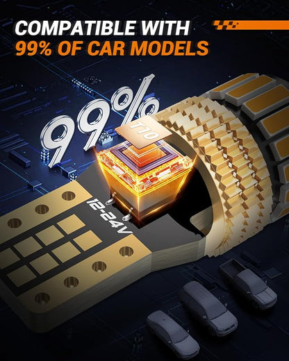 SEALIGHT 194 LED Bulb 2000K Amber 168 T10 2825 W5W 600% Brightness Wedge Interior Car Bulbs Replacement for License Plate Lights Dome Map Door Courtesy Trunk Parking, 10 PCS