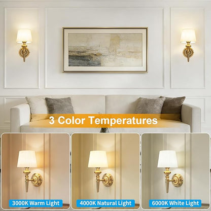 Cordless Battery Powered Wall Sconce Vintage Set of 2, Touch Type & Remote, Timer, Wireless 6800mAh Rechargeable Battery Small Wall Lamp for Wall Painting, Living Room, Bedroom, Hallway, Gifts(Gold)