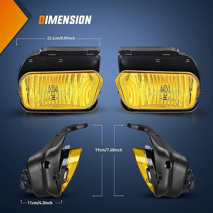 Nilight Fog Light Assembly Compatible with 2003 2004 2005 2006 2007 Chevy Silverado 1500 2500 3500 2002-2006 Avalanche w/o Body Cladding with H10 Halogen Bulbs Amber Lens