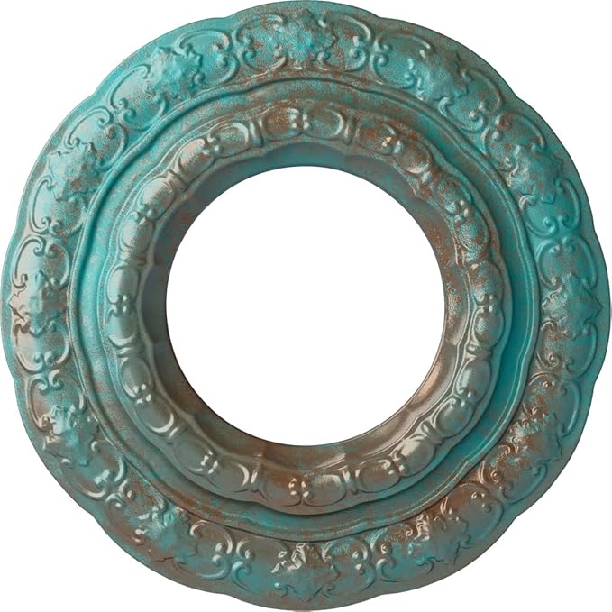 Ekena Millwork CM15LICGS 15 3/8"OD x 7"ID x 1"P Lisbon Ceiling Medallion, Copper Green Patina
