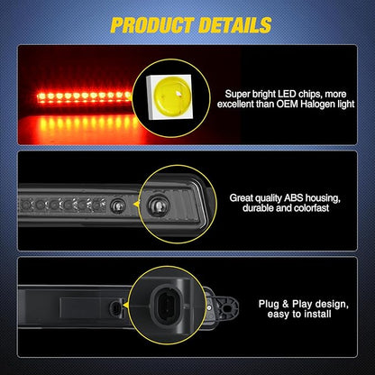 Nilight Third Brake Light Tail High Mount 3rd Stop Lights Smoked Lens for Nissan Armada 2005-2015 Pathfinder Armada 2004 Infiniti QX56 2004-2010 Van SUV Rear Center Cab Lamp