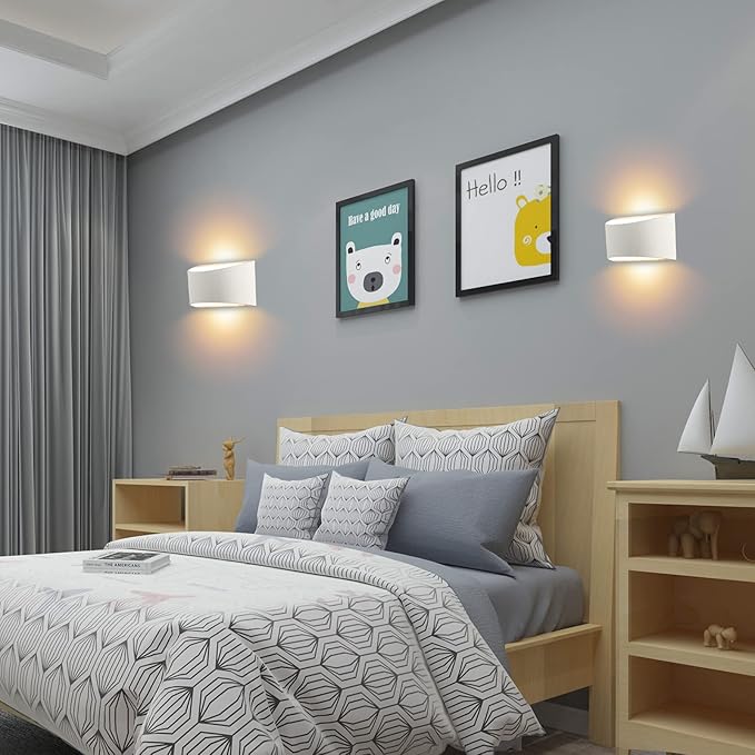 Lightess Modern LED Wall Sconce Light Dimmable 12W Up Down Wall Light for Bedroom Living Room, Warm White, Aluminum