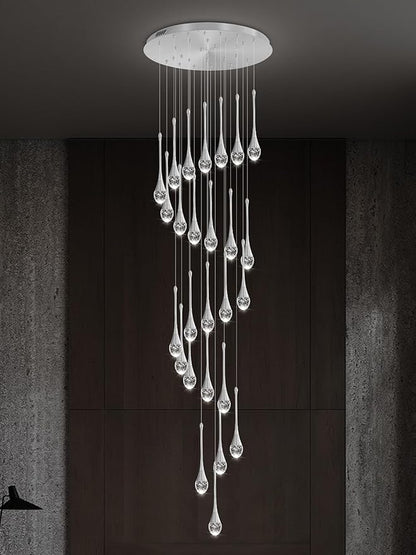 ykolupty 138" Large Crystal Chandelier for High Ceiling Modern K9 Crystal Raindrop Chandeliers Lighting Round Ceiling Light Entryway Staircase Foyer Villa LED Dimmable 2700-6000K
