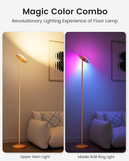 OHLUX Floor Lamps for Living Room, Bright LED Standing Lamp with Remote, Modern Color Changing Tall Lamp with Stepless Dimming, 69" Corner Floor Lamp for Bedroom, Office, RGB Orange