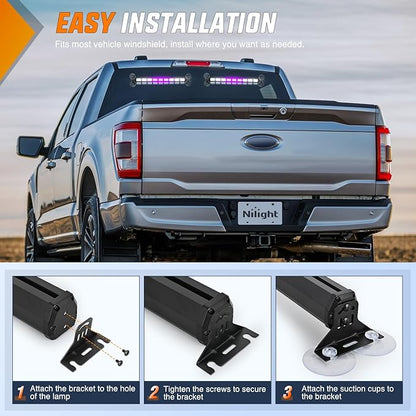 Nilight 162 LED Traffic Advisor Strobe Light Bar 2-in-1 Purple White Emergency Warning Hazard Lights with Controller 4 Switchable Color 36 Flash Pattern for Trucks Cars Tow Plow Construction Vehicles