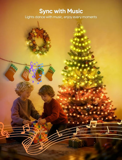 APPECK Christmas String Lights,66 FT 200 LED Outdoor String Lights, 111 Scene Modes Smart RGBW Color Changing Fairy Lights with App Controlled, Decoration String Light for Indoor, Outdoor Tree Decor