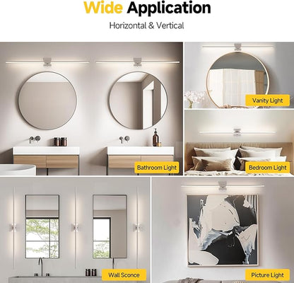 48 Inch Brushed Nickel Bathroom Vanity Light, Built-in Dimmer 2700K-6000K 2100LM LED, 360° Rotatable Bathroom Lights Over Mirror for Makeup, Shaving, Restroom, Powder Room ETL FCC