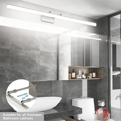 Aipsun 48inch Brushed Nickel Bathroom Llight Fixtures LED Vanity Light Adjustable Modern Vanity Lights Over Mirror Rotatable Lighting 5500K