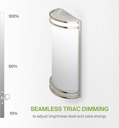 ASD LED Indoor Wall Mount Light Fixture - 14 Inch 20W Modern Interior Nickel Dimmable Wall Sconce Light - ETL 3000K 4000K 5000K Adjustable - Hallway, Bedroom LED Wall Lights, 2 Pack