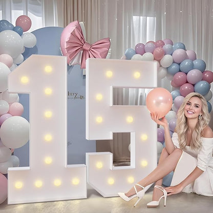 imprsv 4FT Marquee Numbers,DIY Light Up Numbers for 30th Birthday Decorations, Party Party Decorations,Anniversary Party Decor,Mosaic Number for Balloons Number 3,Pre-Cut Foam Board Kit