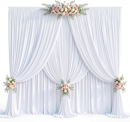 20ft x 15ft White Wrinkle Free Backdrop Curtains for Wedding Party Backdrops Curtain Drapes Fabric Decorations Photo Back Drop Cloth for Baby Shower Photography Stage Reception