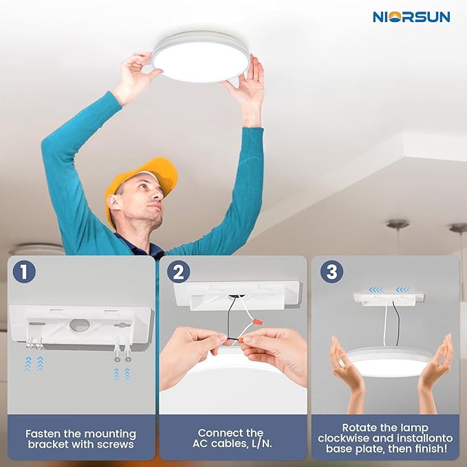 NIORSUN 7 Inch LED Ceiling Lights,5CCT Lighting Options Dimmable Flush Mount Ceiling Light,15W Bathroom Ceiling Lights,Flat Ceiling Light,Low Profile Light Fixture for Hallway Bedroom,2 Pack White