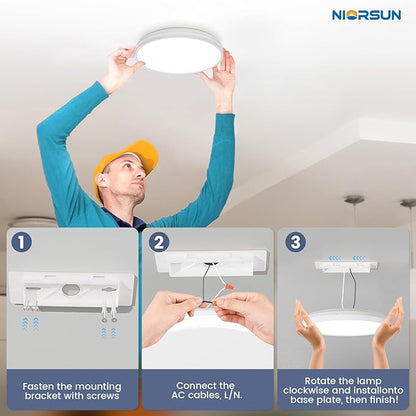 NIORSUN 7 Inch LED Ceiling Lights,Dimmable 5CCT Lighting Options Flush Mount Ceiling Light,15W Bathroom Ceiling Lights,Flat Ceiling Light,Low Profile Light Fixture for Hallway Bedroom,1 Pack…