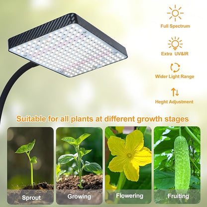 2026 Grow Light with Upgrade Stable Stand, Bright Grow Lights for Indoor Tall Plants, Bonsai Tree, 4/8/12/16/20H Timer, 25 Watt Power Draw, NO Need Adapter, 24"-76" Height Adjustable