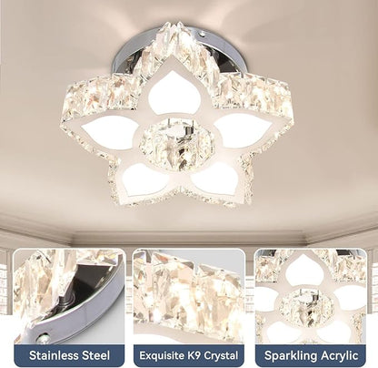 FRIXCHUR Dimmable LED Chandelier Crystal Ceiling Light with Remote Control Small Chandelier for Hallway Bedroom Kids Room Girls Room