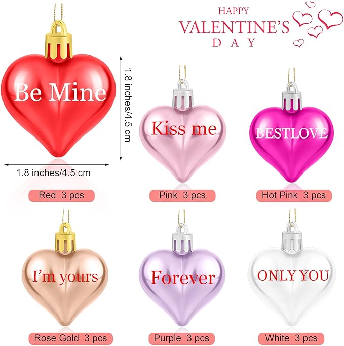 Fovths Valentine's Day Tree Decoration with LED Lights 21.7 Inch Tabletop Birch Tree with Timer Battery USB Powered with Valentine's Day Heart Ornaments for Home Valentine Wedding Decor