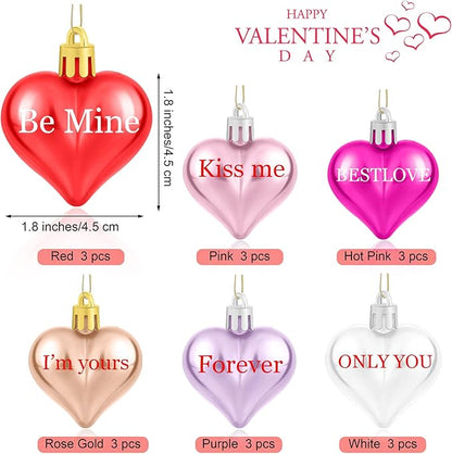 Fovths Valentine's Day Tree Decoration with LED Lights 21.7 Inch Tabletop Birch Tree with Timer Battery USB Powered with Valentine's Day Heart Ornaments for Home Valentine Wedding Decor