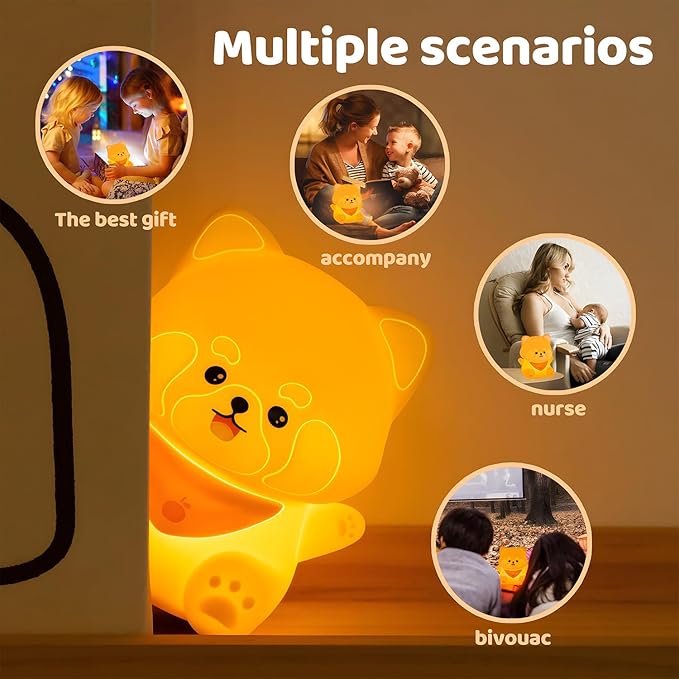 Red Panda Night Light, Squishy Silicone Lamp for Kids - Tap Control 2 Brightness, 50H Battery & Auto Timer, Cute Mothers Day Gifts for Boys Girls, Bedside Nursery Desk Decor