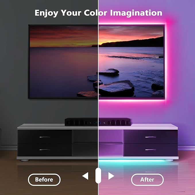 NBBUFF Led Lights for Bedroom 300FT (2 Rolls of 150FT), RGB Led Strip Lights with Music Sync Color Changing, Remote & App Controll Led Lights for Room and Party, Super Long LEDs for Bedroom Ambiant