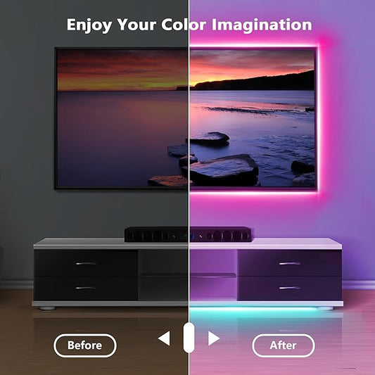 NBBUFF Led Lights for Bedroom 300FT (2 Rolls of 150FT), RGB Led Strip Lights with Music Sync Color Changing, Remote & App Controll Led Lights for Room and Party, Super Long LEDs for Bedroom Ambiant