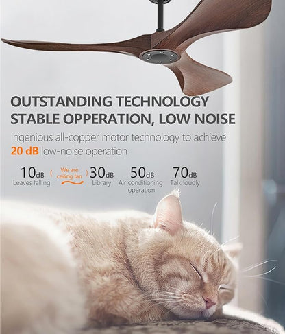 52 in Ceiling Fan of 6400+CFM High Airflow with Remote Control,Ceiling Fan without light for Indoor/Outdoor Patios.6 Speed Noiseless Reversible DC Motor,Easy to Install with Timer for Living Room