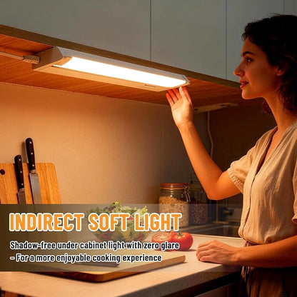 Plug in Under Cabinet Lights Hardwired, 18" 4 Pack Cabinet Light 12W 1000LM, 3CCT, 45° Rotatable Design, Linkable Up to 15 Units Under Counter Lights for Kitchen, Closets