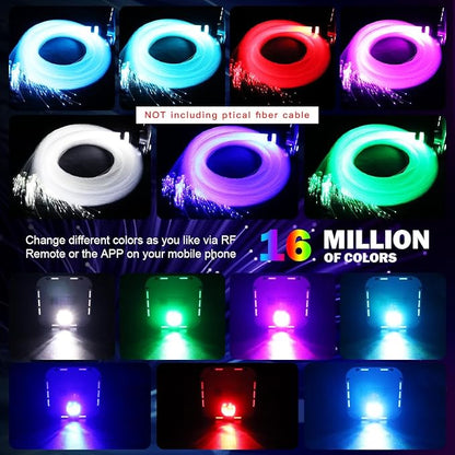 AMKI High Brightness 32W Twinkle Sound Mode RGBW Light Source Engine Driver Remote/APP Control Starlight Box Motor for Fiber Optic Star Ceiling Light Kit